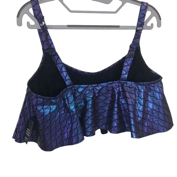 Torrid Purple Iridescent Mermaid Wireless Flounce Bikini Top Size 1 Women’s - Picture 8 of 15